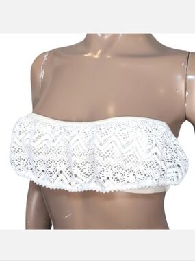 3/$20 Ardene Cream Lace Bandeau Bikini Swim Top Strapless Tie Back Size Medium